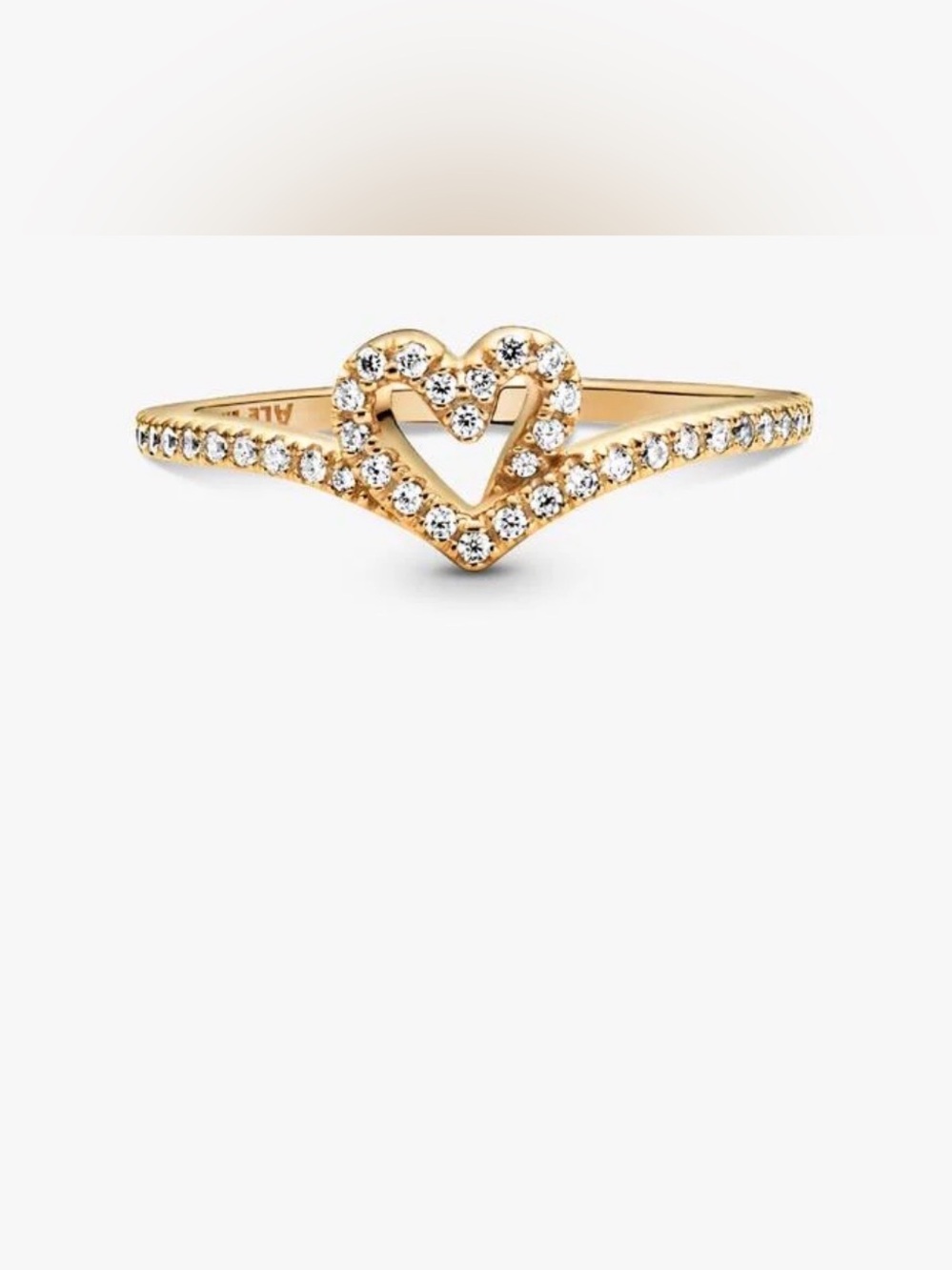 Pandora Gold Heart Pavé Ring with Clear Stones size 54